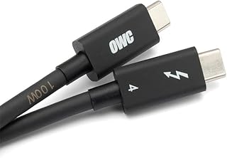 OWC Thunderbolt 4 Cable, Thunderbolt Certified, 0.72 Meter (2.36 ft), 40 Gb/s Data Transfer, 240W Power Charging, Compatible with Thunderbolt 4, Thunderbolt 3, USB-C, and USB4 Devices, Black